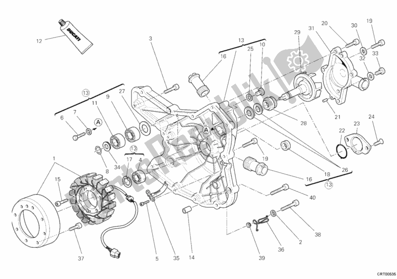 Toutes les pièces pour le Couvercle De Générateur - Pompe à Eau du Ducati Superbike 1198 SP 2011